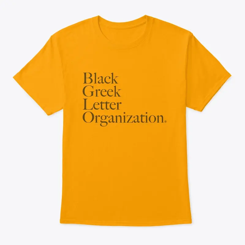 BGLO - Gold Shirt with Brown Text