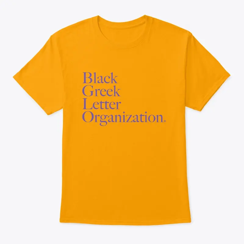 BGLO - Gold Shirt with Purple Text